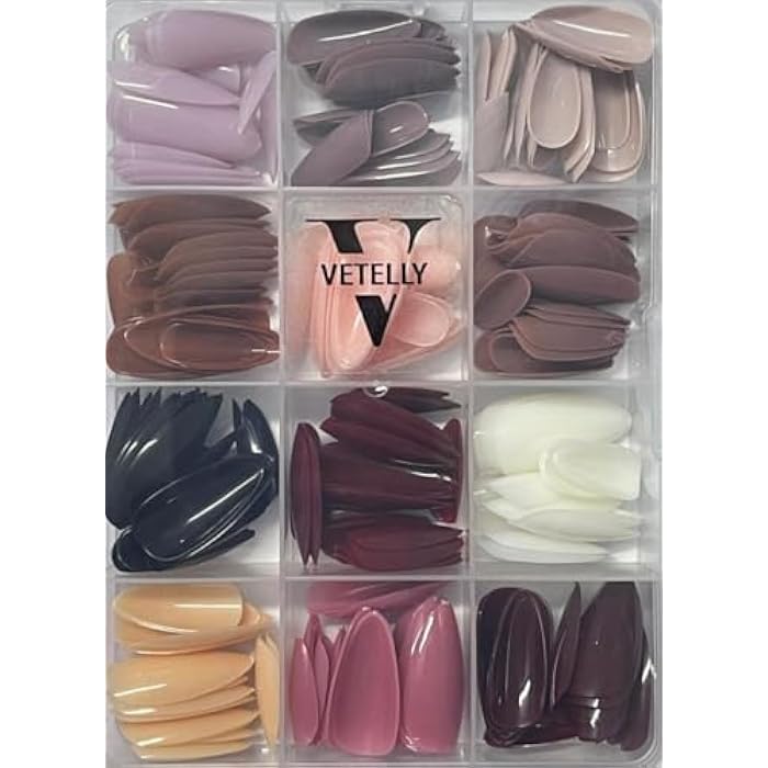Pcs Glossy Press On Nails, 12 Colors Coffin Fake Nails Full Cover Short Nail Oval Shape False Nails Artificial Fingernails for Women Girls(Glossy) ( , 144 ) - Image 2